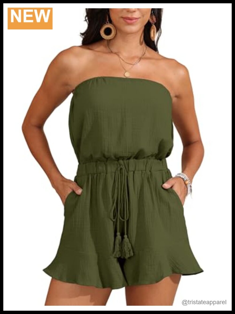 Women Boho Strapless Romper Off Shoulder Ruffle Short Jumpsuit